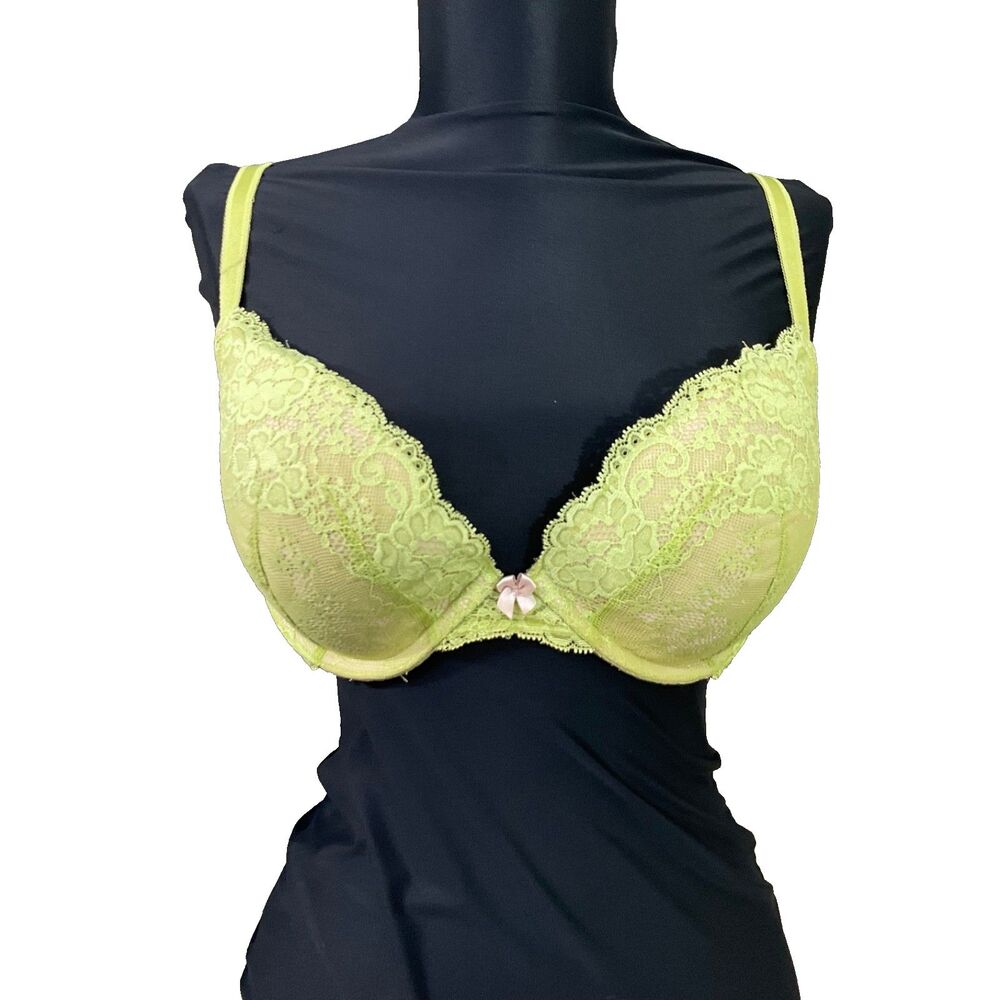 Victoria's Secret Dream Angels Push Up Bra Size 34D bow lime green
